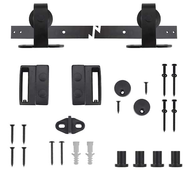 Everbilt 72 in. Black Top Mount Sliding Barn Door Track and Hardware Kit