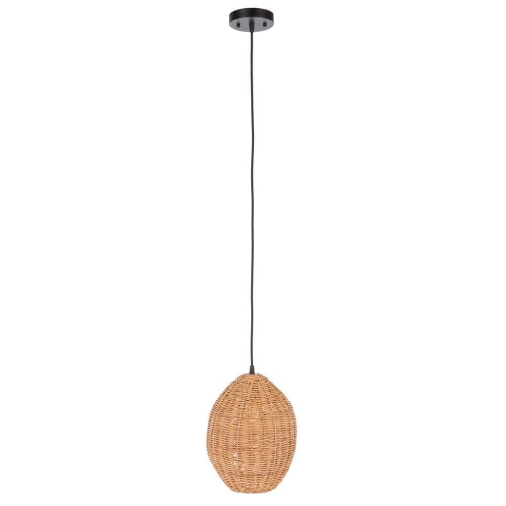 SAFAVIEH Valter A19 Natural Rattan Pendant Light with Natural Shade