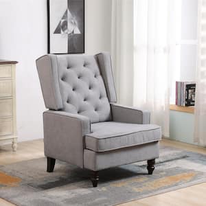 Light Gray Polyester Linen Comfortable Rocking Chair Accent Chair with Arms