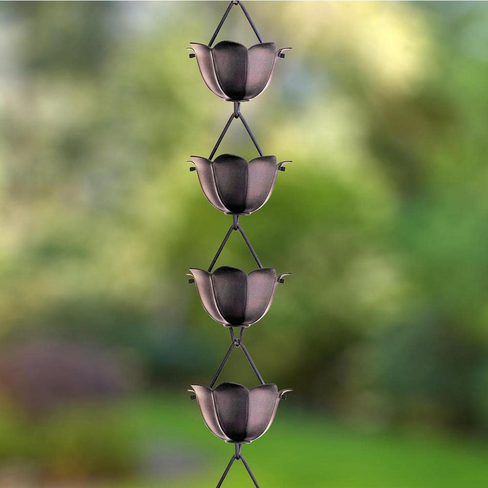 Black Aluminum Lotus Cup Rain Chain Extension, 3 ft