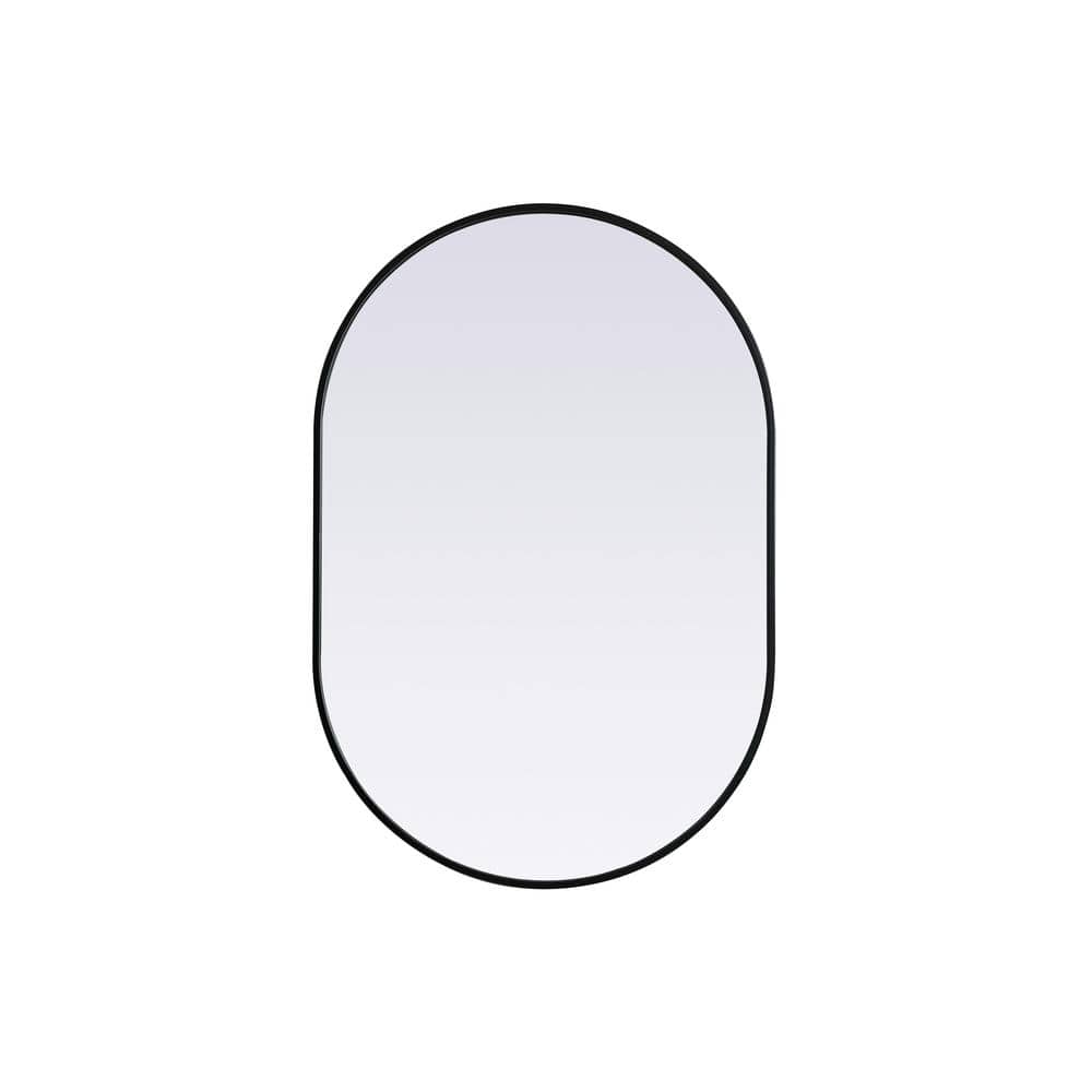 Simply Living 27 in. W x 40 in. H Oval Metal Framed Black