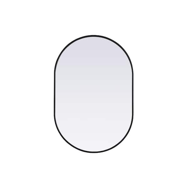 Unbranded Simply Living 27 in. W x 40 in. H Oval Metal Framed Black Mirror