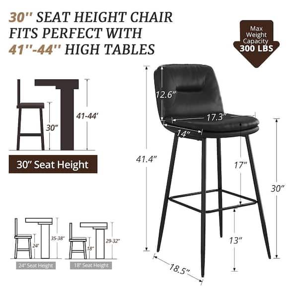LUE BONA 30 in. Metal Frame Black Faux Leather Upholstered