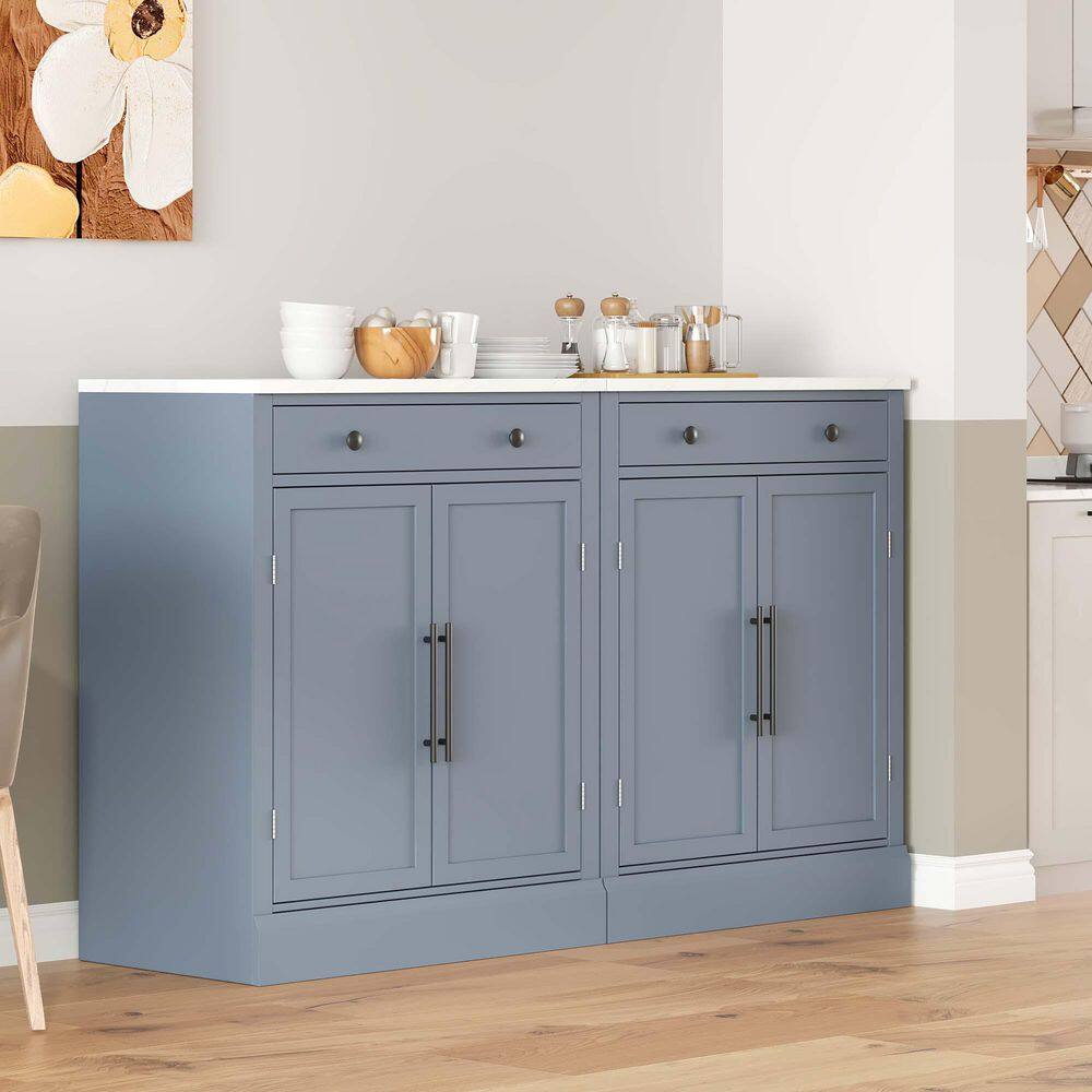 29 in. W x 18 in. D x 35 in. H Gray Linen Cabinet, (Set of 2), Freestanding Kitchen Wooden Pantry, Coffee Bar Cabinet price history on PriceWatchPro