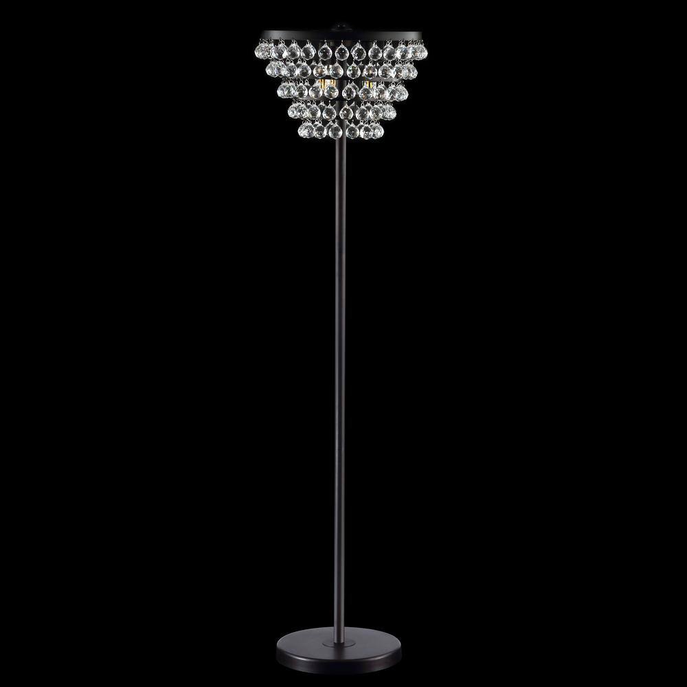 Jemma 60" Bronze/Clear Crystal LED Floor Lamp, Modern Transitional