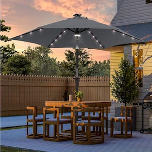 7.5 ft. LED Outdoor Umbrellas Patio Market Table Outside Umbrellas Nonfading Canopy and Sturdy Ribs, Anthracite