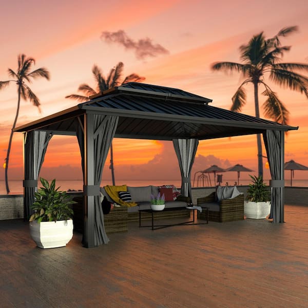 kahoページ VEIKOUS 14 ft. W x 12 ft. D Hardtop Gazebo Aluminum Double