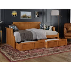 Cambridge Light Toffee Natural Bronze Twin Solid Wood Daybed with Set of 2 Bed Drawers