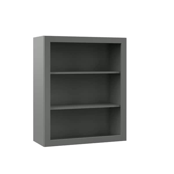 Hampton Bay Designer Series Melvern Storm Gray Shaker Assembled Wall Open Shelf Kitchen Cabinet (30 in. x 36 in. x 12 in.)