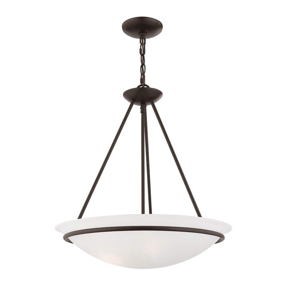Newburgh 22" Bronze and White Alabaster Glass Bowl Pendant
