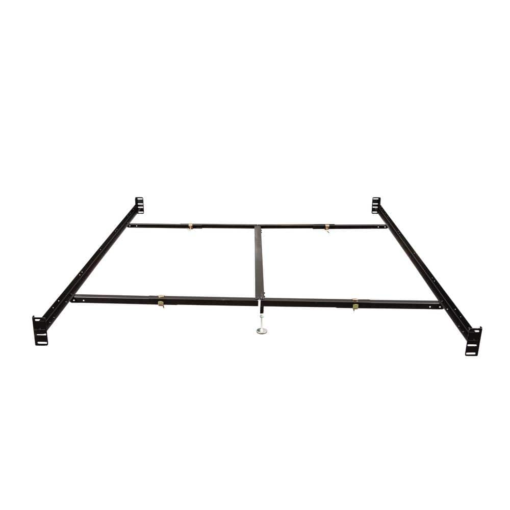 California King Black Steel Bed Rails with Center Support