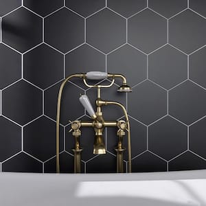 Kenzo Black Hexagon 7.7 in. x 8.9 in. Matte Porcelain Floor and Wall Tile (9.05 sq. ft./Case)