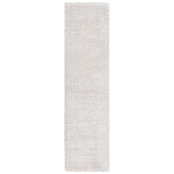 Decora Shaggy 2 ft. x 8 ft. Gray Flokati Solid Runner Rug