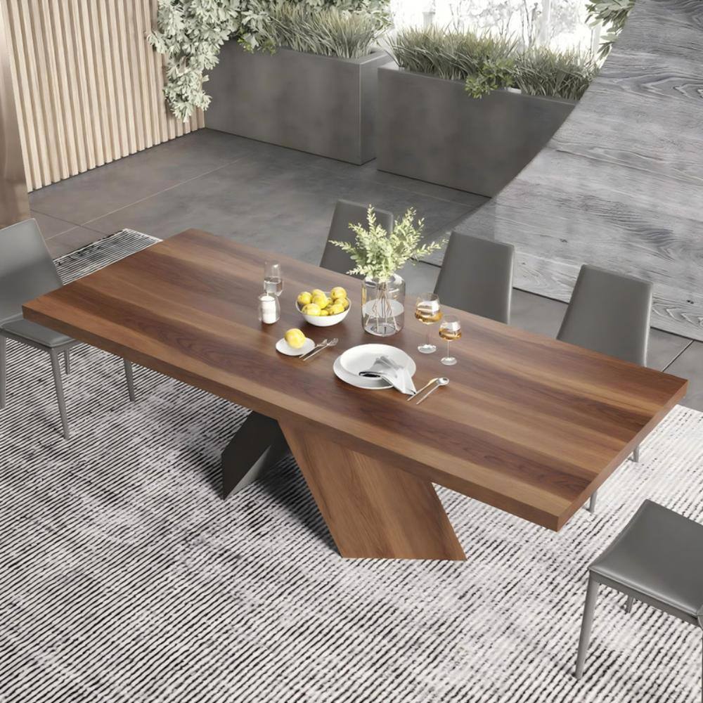 94" Rectangular Walnut Dining Table, Seats 8