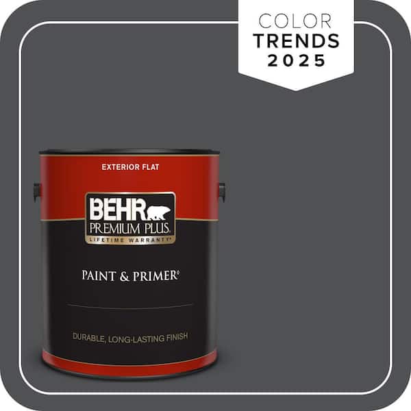 BEHR PREMIUM PLUS 1 gal. #PPU18-01 Cracked Pepper Flat Exterior Paint & Primer