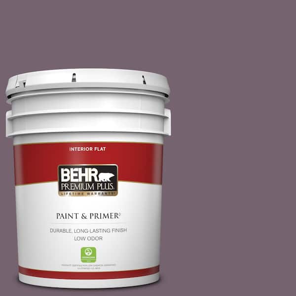 BEHR PREMIUM PLUS 5 gal. #680F-6 Shy Violet Flat Low Odor Interior Paint & Primer