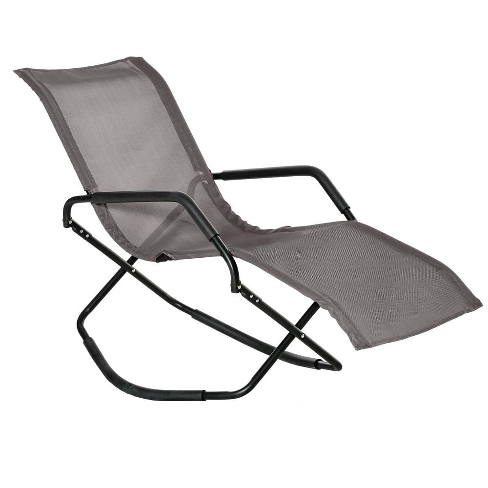 Brown Outdoor Rocking Foldable Portable Sun Lounger Chaise Lounge Rocker fo