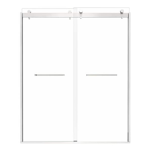 ZXDDMS 56 in.-60 in. W x 74 in. H Sliding Smi-Frameless Shower