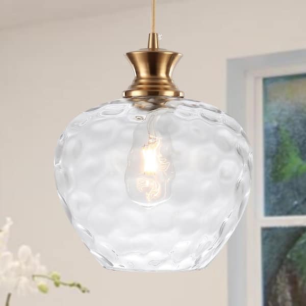 LWYTJO 1-Light Gold Pendant Light with Glass Shade for Kitchen Island, No Bulbs Included