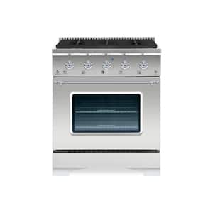 CLASSICO 30 in. 4 Burner Freestanding All Gas Range with Gas Stove and Gas Oven in Stainless Steel with Chrome Trim