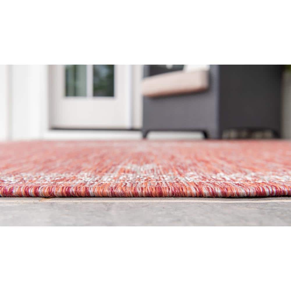 Rustic Rust Red 9' x 12' Synthetic Outdoor Area Rug