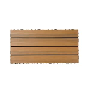 12 in. x 24 in. x 0.8 in. 10-Pieces Light Brown DIY Interlocking Decking Tiles, Wood Plastic Composite Patio Deck Tiles