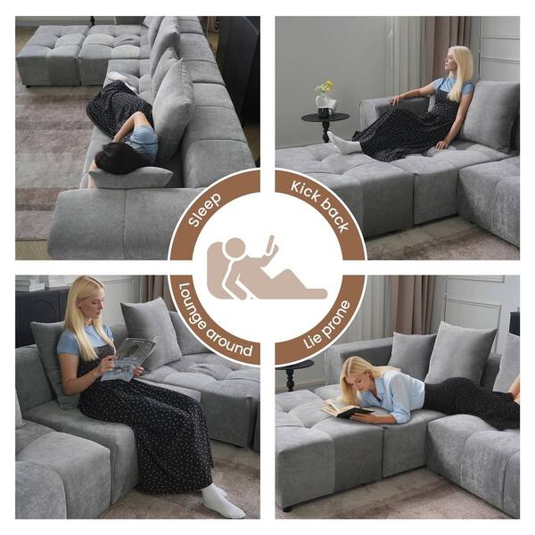 トップス #HOUSESET E50 E953 J&E Home 183.54 in. Square Arm Linen 6-piece Modular Free