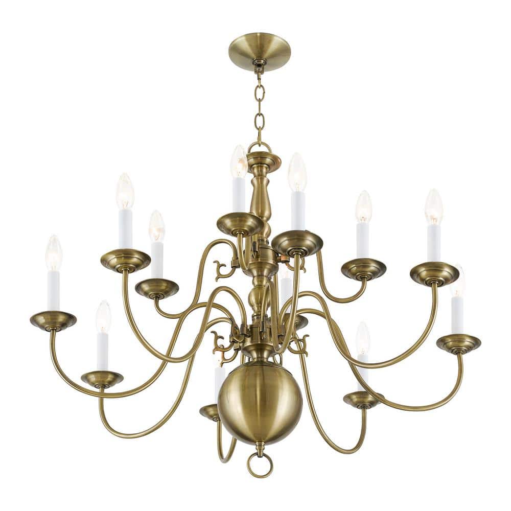 Antique Brass 12-Light Traditional Candle Chandelier