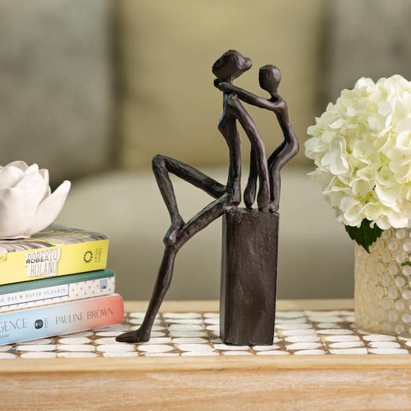DANYA B 8.86 in. Playfullness Mother and Child Cast Iron Sculpture