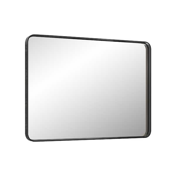 Tenleaf Black 35.00 in. W x 23.00 in. H Modern Rectangular Aluminum Alloy Framed Bathroom Mirror