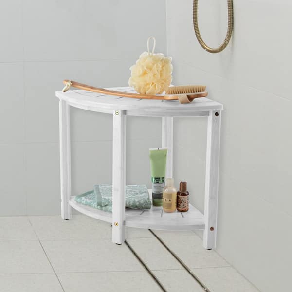 Lavish Home Freestanding Corner Shower Bench-Water