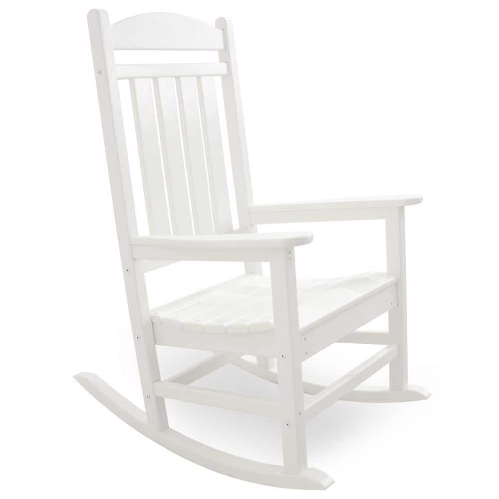 White Recycled Plastic Presidential Rocking Chair with Arms