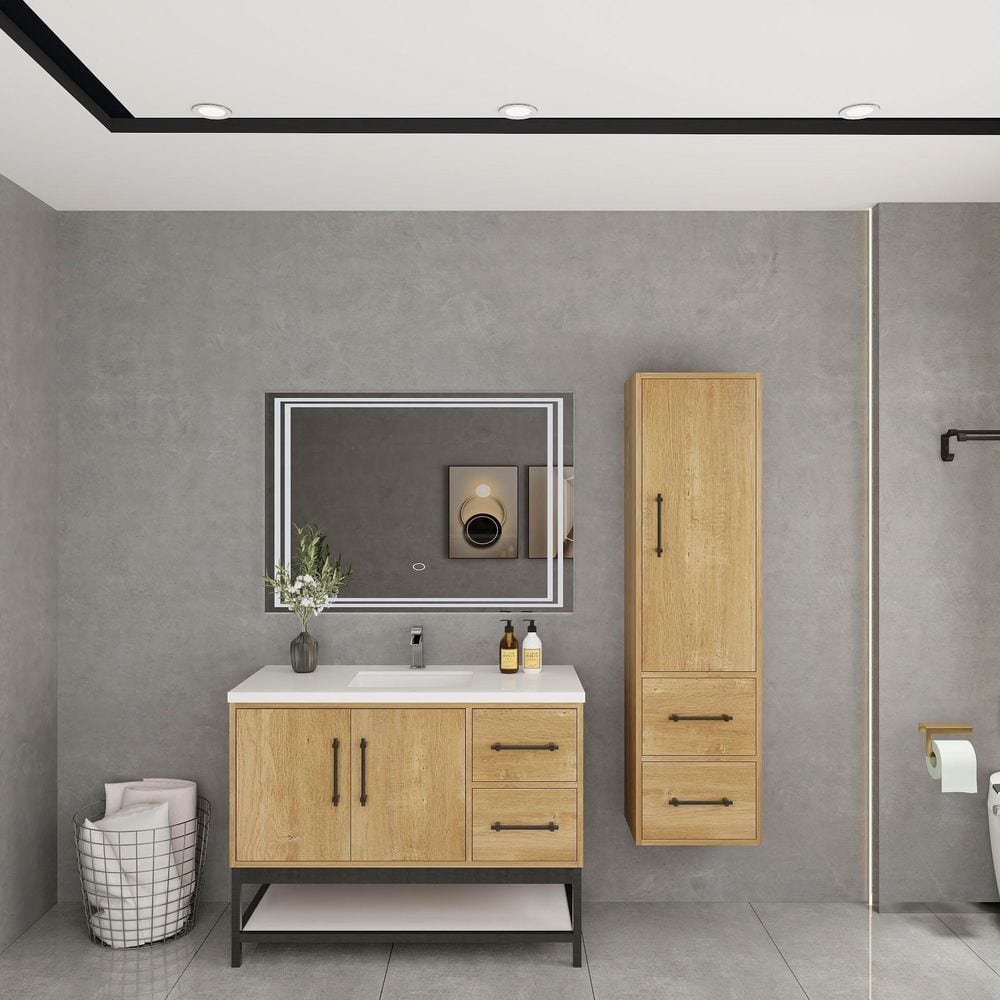 Victoria 42 in. W x 20 in. D x 35 in. H Single Sink Freestanding Frame Bath Vanity in Oak with White Acrylic Top price history on PriceWatchPro