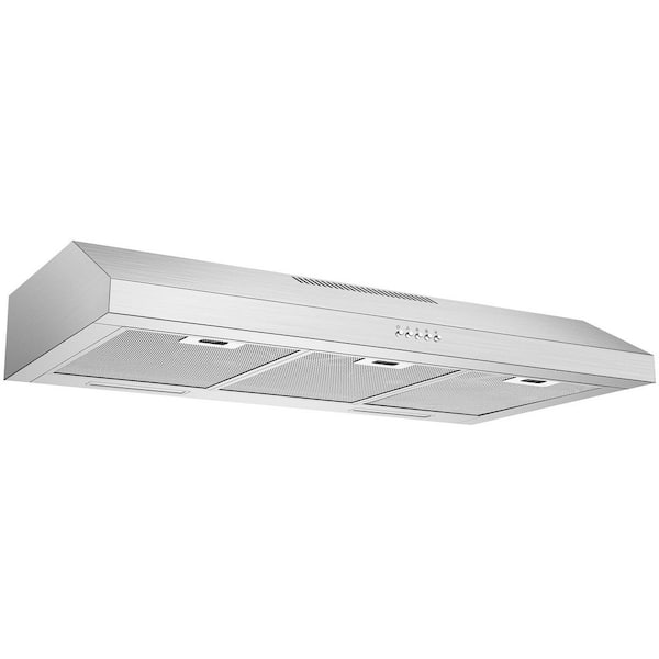 36 in. 600 CFM Convertible Ductless Under Cabinet Stainless Steel Range Hood With 3-Fans and 2-LED Lights