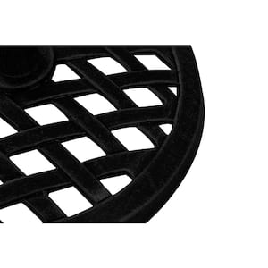 17.7 in. Cast Iron Lattice Design Patio Umbrella Base (Black)