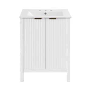 Bastille 24 in. W White Bathroom Vanity with White, 3-Hole Ceramic Sink Top