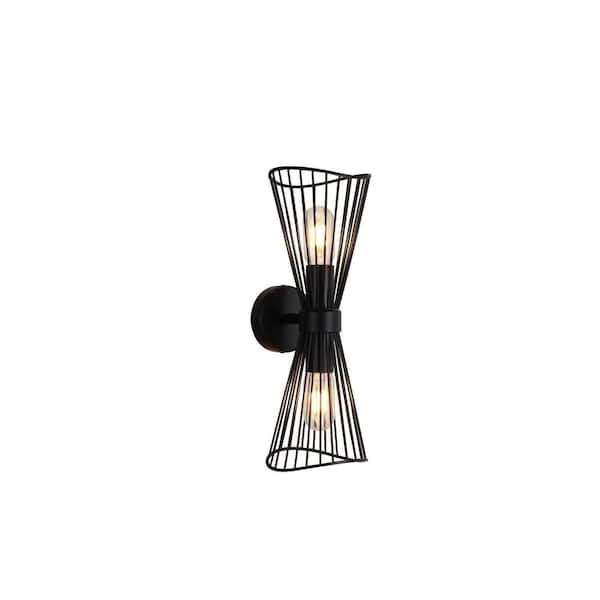 Modern Farmhouse Wall Lamp 5.5 in. 2-Light Wall Sconces Retro Black Wall Mounted Lamp