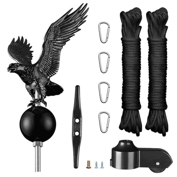 Misopily 1.87 in. Top Black Aluminum Flagpole Eagle