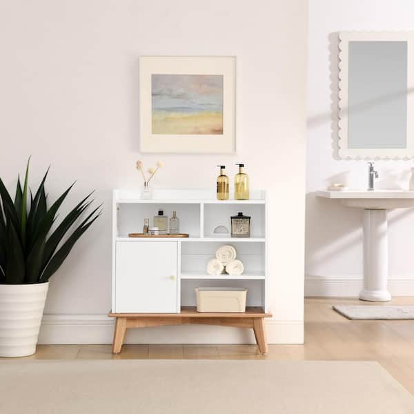 Tahanbath Colorblocking Storage Cabinet: Versatile Solid-Wood-Base Piece for Every Room in white