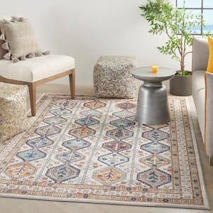 Concerto Ivory/Multi 3 ft. x 5 ft. Border Contemporary Kitchen Area Rug