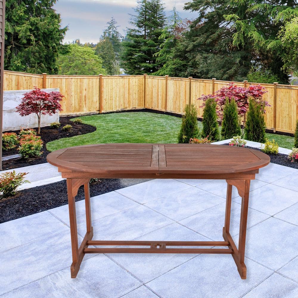 Oval Folding Acacia Wood Outdoor Patio Dining Table