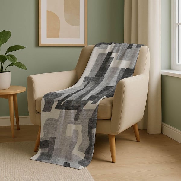 Premium Machine Washable ASB740 Gray 50 in. x 70 in. Sherpa Throw Blanket
