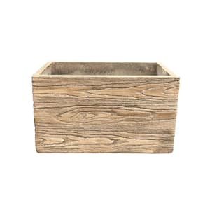 18.89 in. x 18.89 in. x 11.02 in. Cedarwood Lightweight Concrete Rectangular Aged Wood Faux Wood Planter
