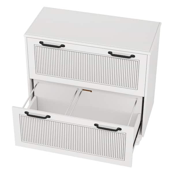 BYBLIGHT Atencio 2-Drawer White Wood 31.5 in. W Lateral File Cabinet