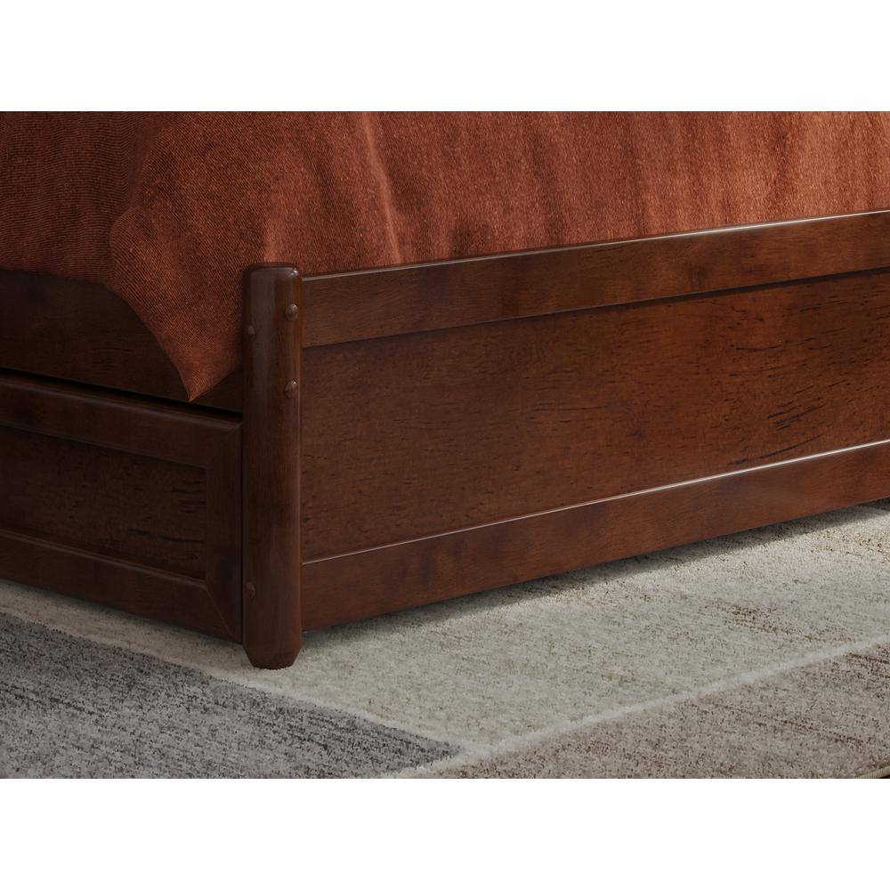 Barcelona Walnut Full Wood Panel Platform Bed with Storage Drawers