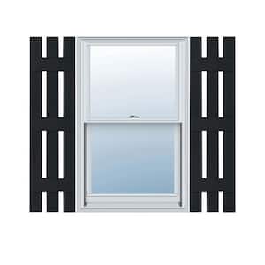 12 in. W x 55 in. H Vinyl Exterior Spaced Board and Batten Shutters Pair in Black