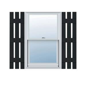 12 in. W x 55 in. H Vinyl Exterior Spaced Board and Batten Shutters Pair in Black