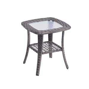 Gladiolus Gray Wicker Outdoor Patio Side Table