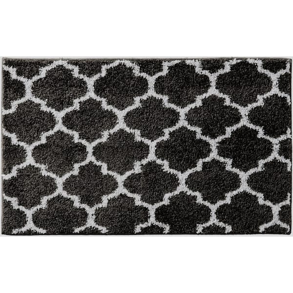 StyleWell Seyward 2 ft. x 4 ft. Titanium Trellis Shag Scatter Area Rug