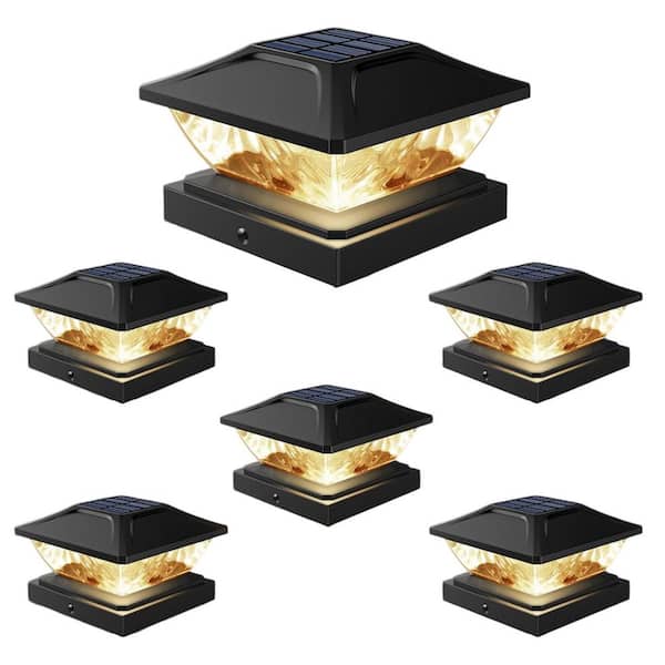6-Pack 48-LED Solar Post Cap Lights Outdoor with 2-Lighting Modes for Fence Deck Patio Garden Decor Weatherproof